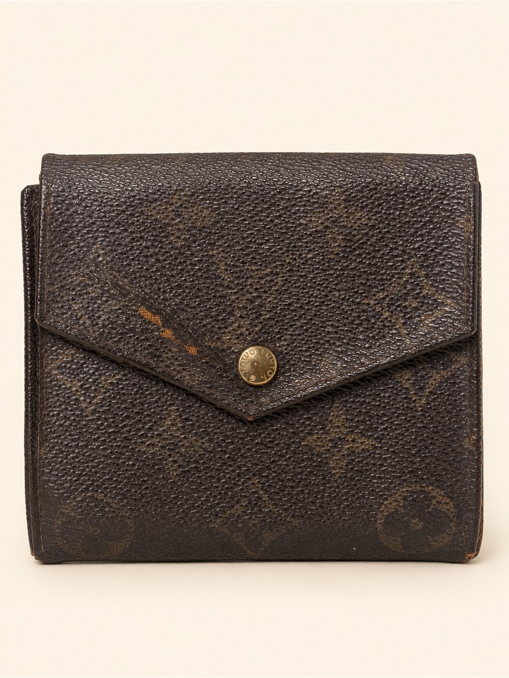 Louis Vuitton Monogram Compact Wallet Vintage Brown Bifold Coin Card Holder